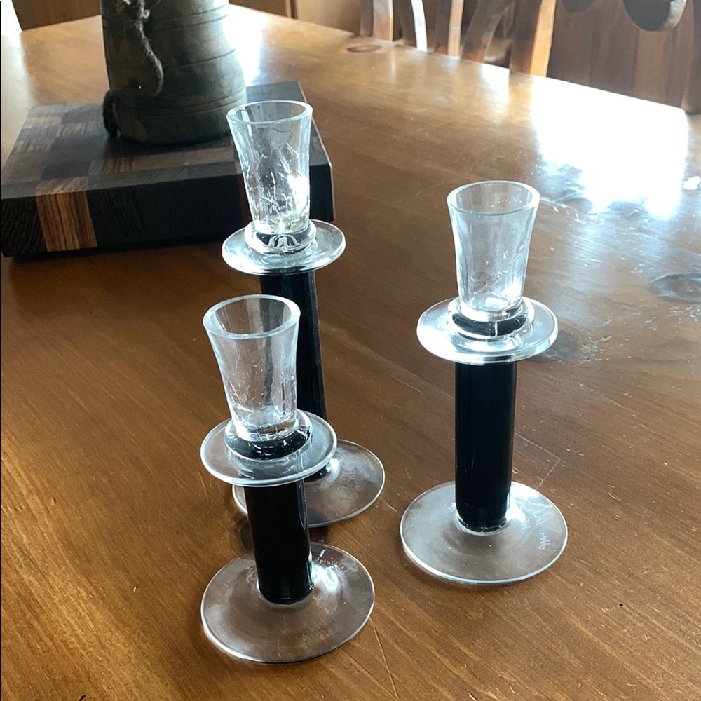 Glass Candlesticks (3). Studio Art Glass